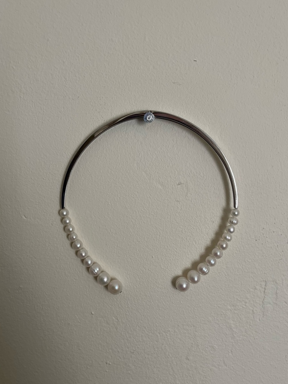 Pearl-Accented Silver Choker Necklace